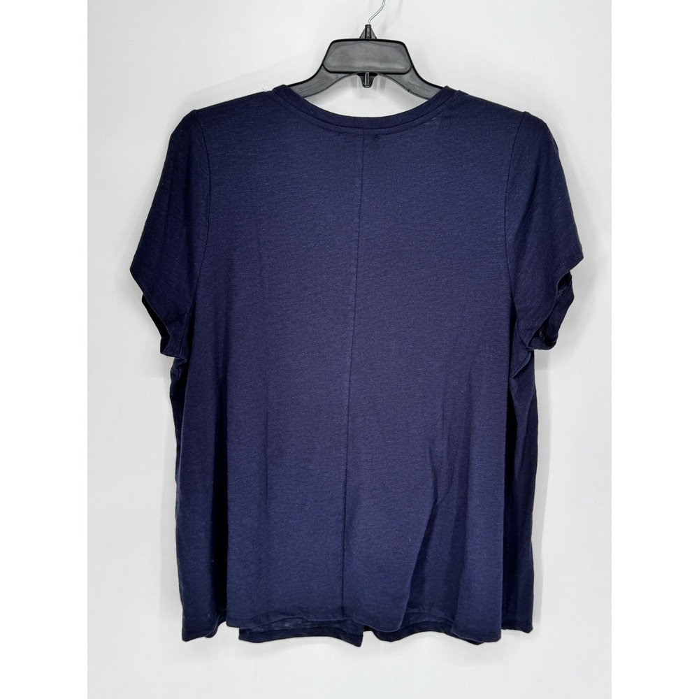 Lane Bryant Smocked V-Neck Top Women 18/20 Navy Blue NWOT Cotton Short Sleeve - Picture 7 of 12